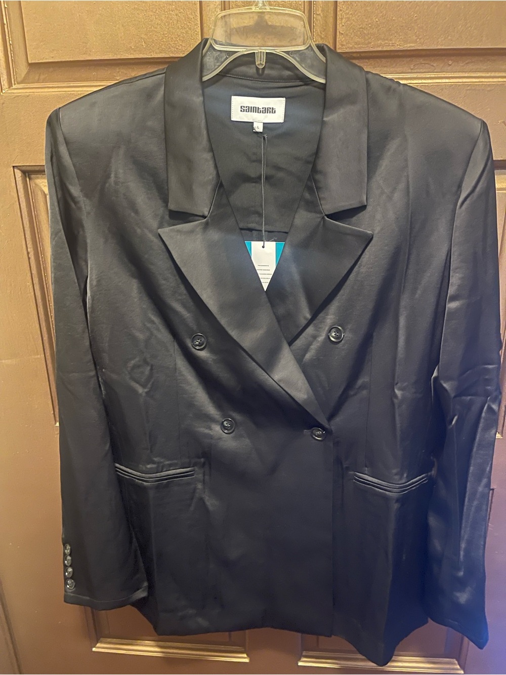 Saint Art NY Black Charmeuse Double Breasted Blazer  (Adalee) - NWT Large